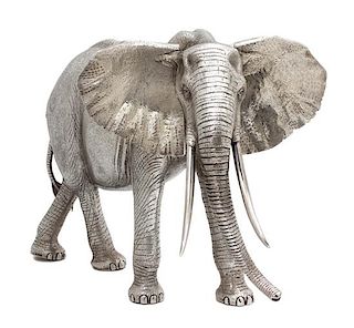 An English Silver Model of an African Elephant, Asprey & Garrard, London, 1978,