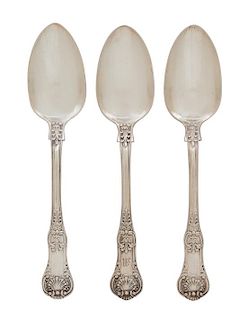 Three English Silver Tablespoons, Various Makers, 20th Century,