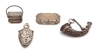 A Group of English Silver Vinaigrettes, 19th Century, 4 items total