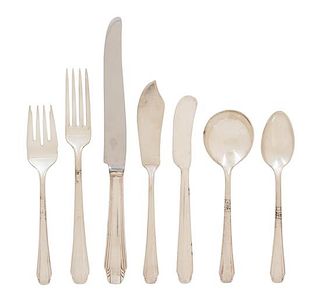 An American Silver Plate Flatware Service, Reed & Barton, 1931, in the Stylist pattern; 39 pieces total.