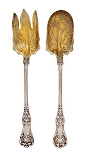 * A Pair of American Silver Gilt Wash Serving Pieces, Tiffany & Co., New York, NY, 20th Century, having shell design on handle