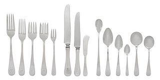 An American Silver Flatware Service, Old Newbury Crafters, Newburyport, MA, monogramed , comprising; 13 salad forks 13 teaspoons