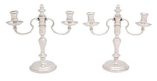 A Pair of American Silver Two-Light Candelabra, Ensko, New York, NY,