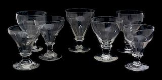 A Collection of Fourteen Clear Crystal Rummers Height of tallest 6 inches.