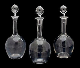 Three Baccarat Crystal Decanters Height 12 inches.