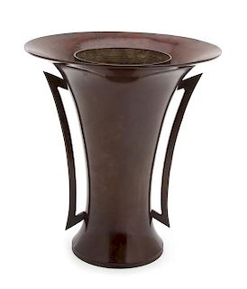 A Japanese Bronze Flared-form Vase Height 11 1/8 inches.