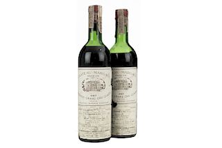 Château Margaux. Cosecha 1967. Grand Vin. Premier Grand Cru Classé. Margaux. Piezas: 2.