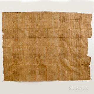 Hawaiian Tapa Cloth, Kapa, early 19th century, brown color with black pigmented stamped pattern, 75 x 98 in.Provenance: Private collect