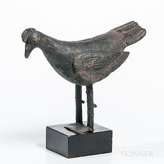 Bronze Rooster, Benin, 19th century or earlier, with overall dark patina, ht. 7 in.Provenance: Private collection, New York City; purch