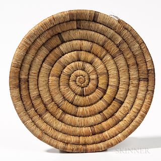Southwest Coiled Basketry Wedding Plaque, Hopi, early 20th century, dia. 11 1/2 in.Provenance: Deaccessioned from the Northampton Count