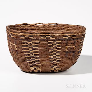 Northwest Coast Imbricated Basket, Salish, late 19th century, probably used as a storage basket, ht. 8 3/4, wd. 14 in.Provenance: Deacc