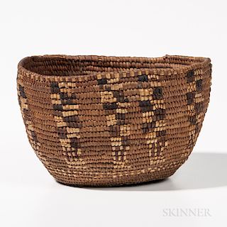 Small Northwest Coast Imbricated Basket, Salish, late 19th century, probably used for berry picking, ht. 6 1/4, wd. 10 1/4 in.Provenanc