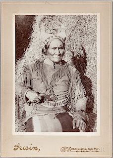 Cabinet Card Photo of Geronimo, Irwin studios, Chickasha, photo 5 1/2 x 4 in.
