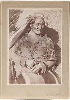 Cabinet Card Photo of Geronimo, Overstreet Studios, Chickasha, photo 5 1/2 x 4 in.