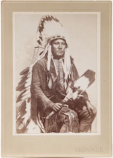 Cabinet Card Photo, Poor Buffalo, Kiowa Warrior, Overstreet Studios, Chickasha, photo 5 1/2 x 4 in.