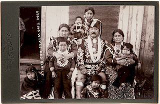 Cabinet Card Photo of Otoe Two Wives and Family, Prettyman Studios, Blackwell, photo 5 1/2 x 4 in.