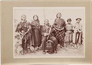 Cabinet Card Photo of Chief Humming Bird and Family, Overstreet Studios, Chickasha, photo 5 1/2 x 4 in.