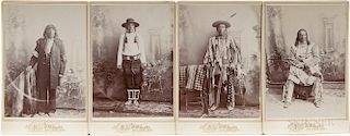 Four Cabinet Card Photos of Native American Men, W.M. Inglis Studios, Kalispell, Montana, photos 5 1/2 x 4 in.