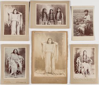 Five Cabinet Cards and a Photograph of Young Native American Women, cabinet cards by Irwin Studios, Chickasha, depicting Kiowa girls an