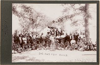Cabinet Card Photo of Sac and Fox Band, Prettyman Studios, Blackwell, photo 4 x 5 1/2 in.