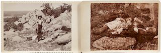 Two Post-mortem Cabinet Card Photographs, the first appears to be a staged scene, inscribed verso "Comanche indian laying down"; the se
