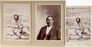 Cabinet Card Photo of Lone Wolf the Younger Chief of the Kiowa, together with two Cabinet Card photos of his mother, Overstreet and Irw