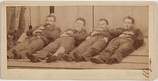 Photograph of Four Members of the Dalton Gang, albumen print mounted on card, W.S. Prettyman Studios, photo 2 3/4 x 6 in.
