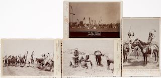 Four Cabinet Cards of Plains Indians, three by Irwin Studios, the fourth T. Croft studios, photos 4 x 5 1/2 in.