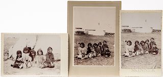 Three Cabinet Cards of Kiowa Children, one by Overstreet Studios, photos 4 x 5 1/2 in.
