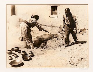 Maria & Julian Martinez at San Ildefonso Pueblo, silver-gelatin photograph by Vernon Duroe, c. 1935, 10 1/2 x 13 1/4 in.