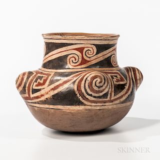 Casas Grande Storage Olla, c. 1200-1450, painted in an overall geometric design in a bold well-balanced design using fine lines and blo