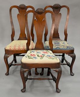 Set of three Centennial mahogany Queen Anne side chairs, probably 19th century. ht. 41 in.