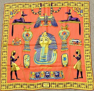 Hermes silk scarf "Egyptian" in original box. approximately 25" x 25"