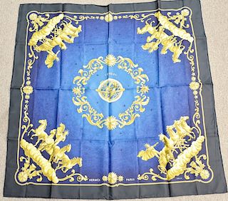 Hermes silk scarf "Cosmos" in original box. approximately 34" x 35"