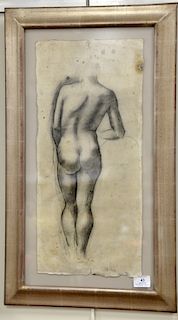 Pencil sketch of a nude woman, unsigned, 19th/20th century, 21 1/2" x 10".