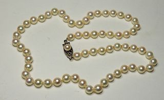 14K Gold 5MM Iridescent Pearl Strand Necklace