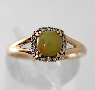 LeVian 14K Strawberry Gold Opal Diamond Ring