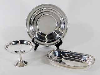 3 Estate Sterling Silver Bowl Compote Plate Group