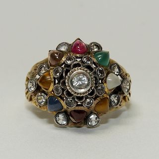 Indian Middle East Multi Stone 9K Gold Ring