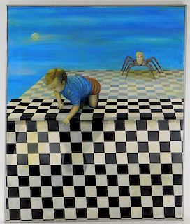 Ray Richardson Surrealist Op Art Spider Painting