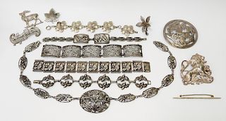 Estate Art Nouveau Sterling Silver Jewelry Group