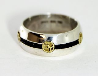 David Yurman 18K Gold & Sterling Silver Logo Ring