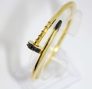 Juste Un Clou Cartier Style 14K Gold Nail Bracelet