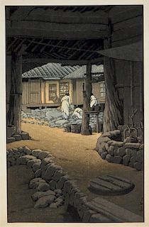 Hasui Kawase Chunum Temple Korea Woodblock Print
