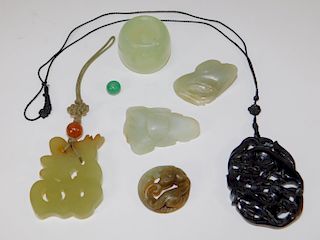 6PC Chinese Qing Dynasty Jade Hardstone Group
