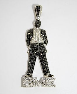 10K Gold White Black Diamond BME Fashion Pendant