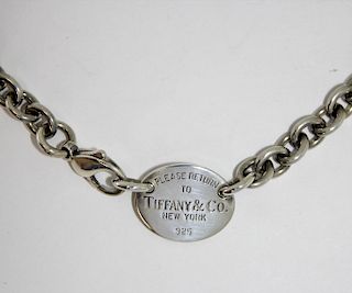 Tiffany & Co. Sterling Silver Oval Tag Necklace