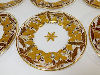 Set of 8 Czech Bohemian Gilt Iris Flower Glass Plate