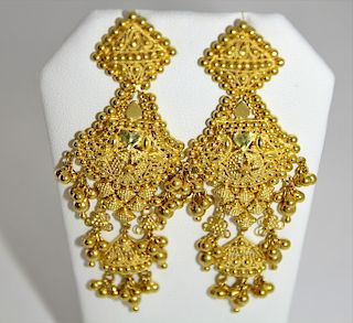 PR Indian Mugal Style 22K Gold Drop Earrings