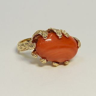 14K Yellow Gold Seaform Coral Lady's Ring